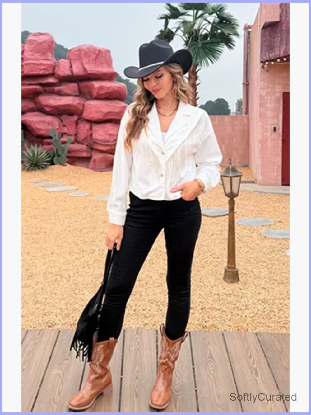 Western Fringe Jacket Cowgirl Cropped Tassel Shacket Concert Outfit - Picture 5 of 6